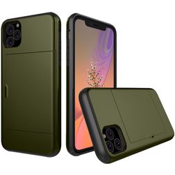Mobigear Card iPhone 11 Pro Hard Case Back cover Shockproof with Card Holder - Army Green