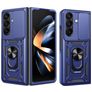 Mobigear Armor Ring Cam Slide Samsung Galaxy Z Fold 8 Ultra Tvrdý plast Zadní kryt odolný proti nárazům s prstýnkem a posuvnou krytkou fotoaparátu - Modrá