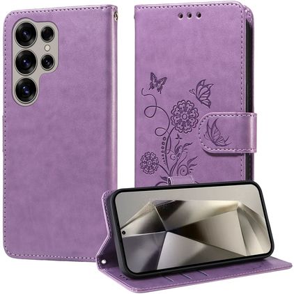 Mobigear Flowers Samsung Galaxy S25 Ultra Plånboksfodral med sedelfack - Lila