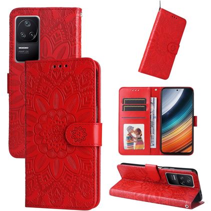 Mobigear Sunflower POCO F4 Wallet case - Red