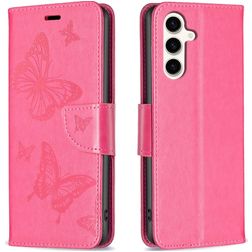 Mobigear Butterfly Samsung Galaxy S23 FE Pungetui med Seddelrum - Magenta