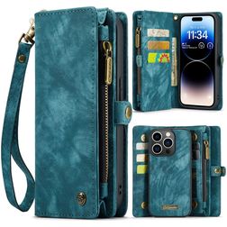 CaseMe 008 iPhone 14 Pro Cover a libro 2 in 1 con guscio estraibile a portafoglio - Blu