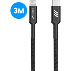 Mobigear Nylon USB-C til Apple Lightning Kabel MFI 3 m - Sort