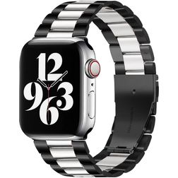 Mobigear Antwerp Rustfrit stål Apple Watch Urrem Sommerfuglelås - 42/41/40/38 mm - Sort / Hvid