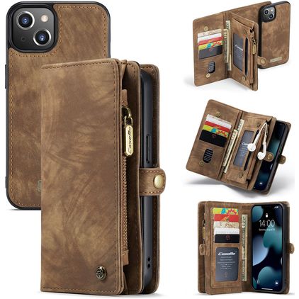 CaseMe 008 iPhone 13 Cover Aftageligt 2-i-1-pungetui med Seddelrum - Brun