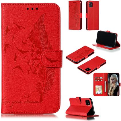 Mobigear Feather iPhone 11 Plånboksfodral med sedelfack - Röd