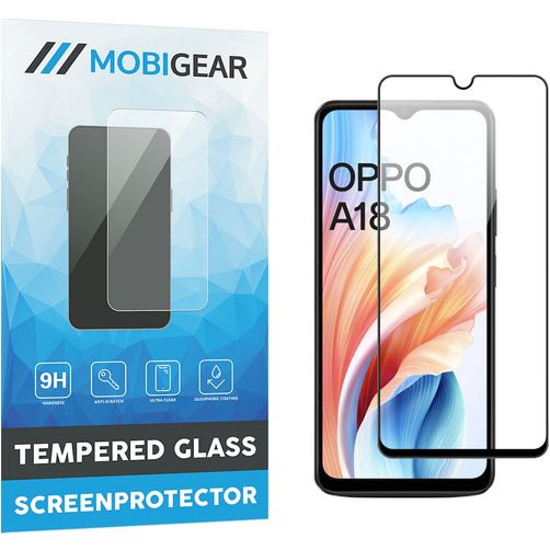 Mobigear Premium OPPO A18 Glas Skærmbeskytter - Case Friendly - Sort
