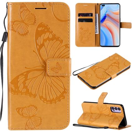 Mobigear Butterfly OPPO Reno 4 Funda tipo libro Cartera - Coñac