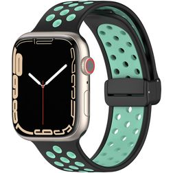 Mobigear Sport Plus Mag Bracelete Silicone Fecho magnético para Apple Watch - 49/46/45/44 mm - Preto / Turquesa