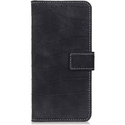 Mobigear Croco OnePlus 10 Pro Lompakkokotelo + Setelitasku - Musta