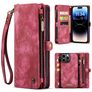 CaseMe 008 iPhone 15 Pro Max Funda tipo libro 2 en 1 con carcasa extraíble Cartera - Rojo