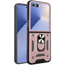 Mobigear Armor Ring Samsung Galaxy Z Flip 7 Plástico rígido Capa traseira Antichoque com anel - Rosa dourado