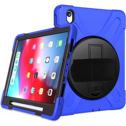 Mobigear SureGrip XGuard iPad Pro 11 Inch (2024) Case Plastic / Silicone Back cover + Stylus Holder + Shoulder Strap + Stand - Blue