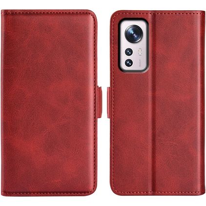 Mobigear Slim Magnet Xiaomi 12 Pro Pungetui med Seddelrum - Rød