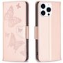Mobigear Butterfly iPhone 16 Pro Capa livro Carteira - Rosa dourado