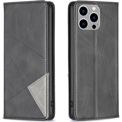 Mobigear Rhombus Slim iPhone 15 Pro Max Funda tipo libro - Negro