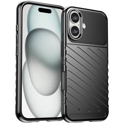 Mobigear Groove iPhone 16 Fleksibel TPU Bagsidecover - Sort