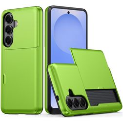 Mobigear Card Samsung Galaxy S26 Plus Hårdt Bagsidecover Stødsikkert med kortholder - Grøn