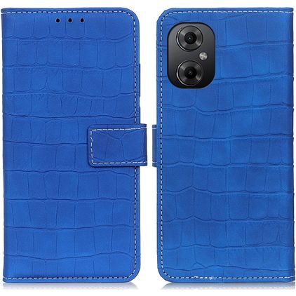 Mobigear Croco POCO M5 Cover a libro portafoglio - Blu