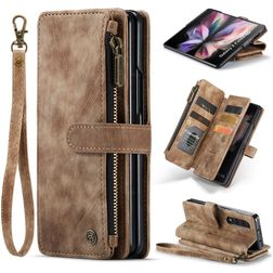 CaseMe C30 Samsung Galaxy Z Fold 4 Lompakkokotelo + Setelitasku - Ruskea