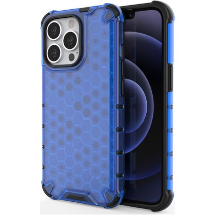 Mobigear Honeycomb iPhone 14 Pro Max Hårdt Bagsidecover Stødsikkert - Blå