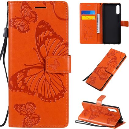 Mobigear Butterfly Sony Xperia L4 Lompakkokotelo + Setelitasku - Oranssi