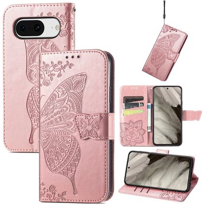 Mobigear Butterfly Google Pixel 8 Cover a libro portafoglio - Oro rosa