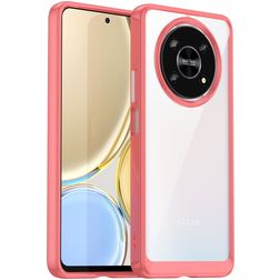 Mobigear Crystal HONOR Magic 4 Lite Fodral Hårdplast Skal - Transparent / Röd