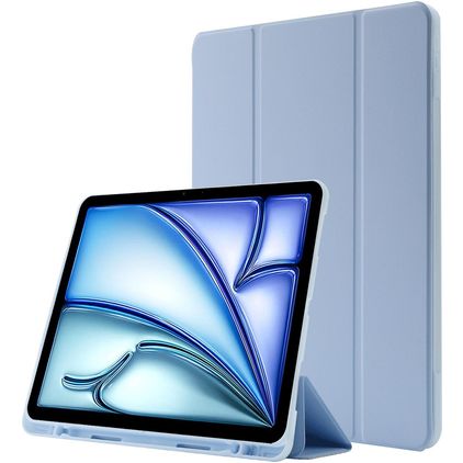 Mobigear Tri-Fold Gel iPad Air 11 polegadas (2025) TPU / Pele sintética Capa livro + Suporte para caneta stylus - Azul