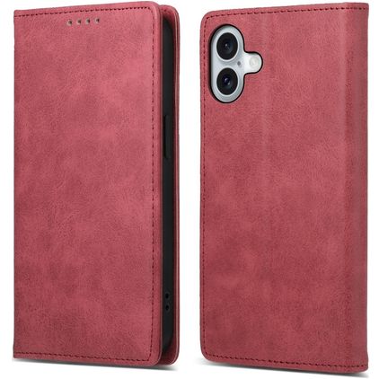 Mobigear Wallet iPhone 16 Plus Lompakkokotelo + Setelitasku - Punainen