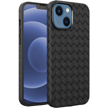 Mobigear Woven iPhone 14 Plus TPU flexível Capa traseira - Preto