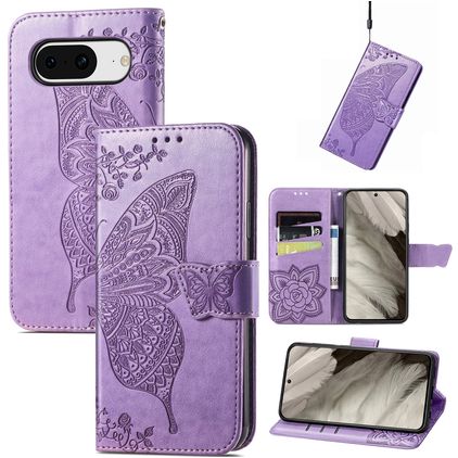 Mobigear Butterfly Google Pixel 8 Funda tipo libro Cartera - Morado