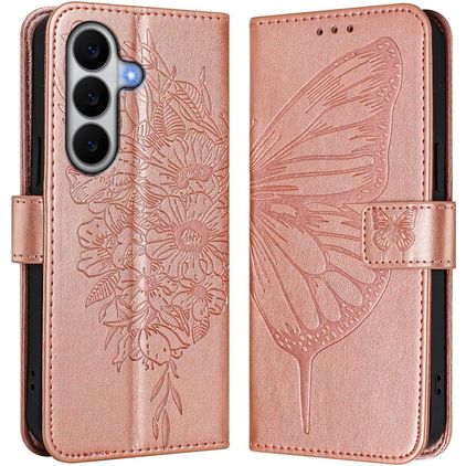 Mobigear Butterfly Samsung Galaxy A27 Lompakkokotelo + Setelitasku - Ruusukulta