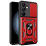 Mobigear Armor Ring Cam Slide Samsung Galaxy S24 FE Hardcase Back cover Antiurto con anello e copriobiettivo scorrevole - Rosso