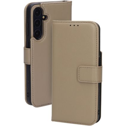 Mobiparts Samsung Galaxy A55 Pravá kůže Knížkové pouzdro Peněženka - Šedohnědá