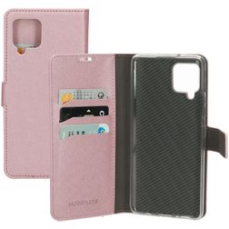 Mobiparts Saffiano Wallet Samsung Galaxy A42 Lompakkokotelo + Setelitasku - Vaaleanpunainen