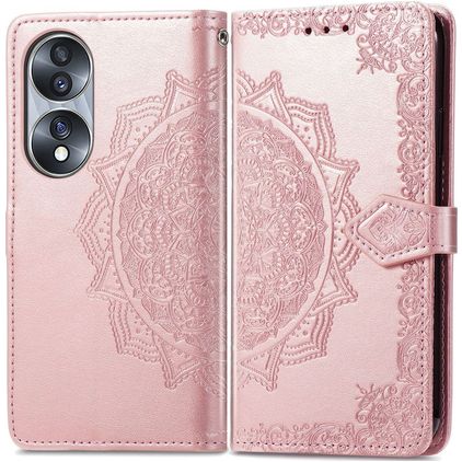 Mobigear Mandala HONOR 70 Capa livro Carteira - Rosa dourado
