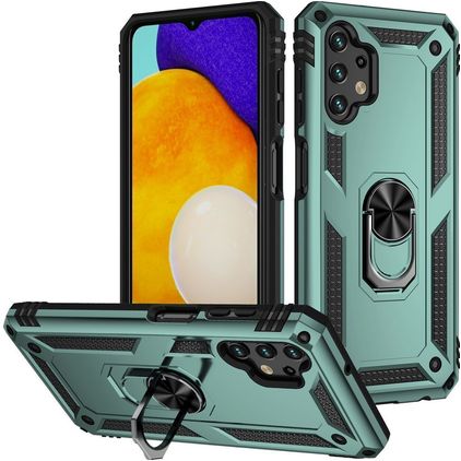Mobigear Armor Ring Samsung Galaxy A13 4G Hard Case Back cover Shockproof with Ring Holder - Green