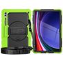 Mobigear SureGrip Xtreme Samsung Galaxy Tab S9 Ultra Etui Tworzywo sztuczne / Silikon Etui plecki + Pasek na ramię + Podstawka - Czarny / Zielony