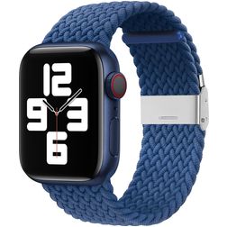 Mobigear Braided Nailon Apple Watch Ranneke Säädettävä taittolukko - 49/46/45/44 mm - Tummansininen