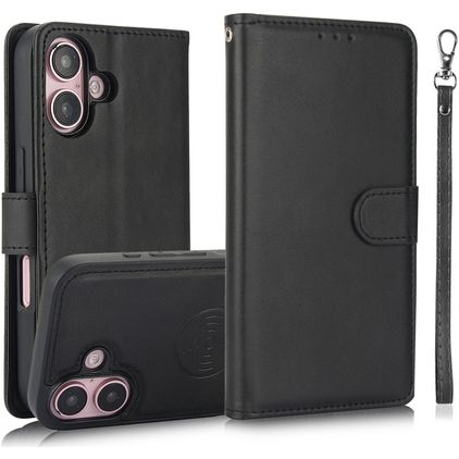 Mobigear Wallet iPhone 16 Plus Funda tipo libro 2 en 1 con carcasa extraíble Cartera - Negro