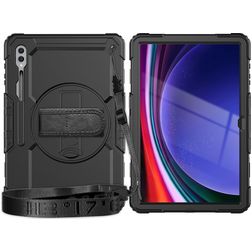 Mobigear SureGrip Xtreme Samsung Galaxy Tab S9 Ultra Capa Plástico rígido / Silicone Capa traseira + Alça de ombro + Suporte - Preto
