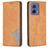 Mobigear Rhombus Slim Motorola Moto G85 Cover a libro - Cognac