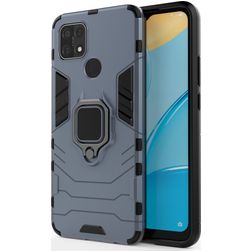 Mobigear Armor Ring OPPO A15 Funda Plástico rígido Carcasa Antigolpes con anillo - Azul