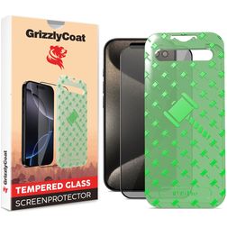 GrizzlyCoat Easy Align AntiSpy iPhone 15 Pro Härdat glas Skärmskydd Privacy - Skalvänligt + Monteringsram - Svart