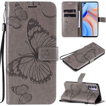 Mobigear Butterfly OPPO Reno 4 Wallet case - Grey