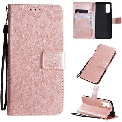 Mobigear Sunflower Samsung Galaxy S20 Knížkové pouzdro Peněženka - Růžově zlatá