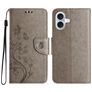 Mobigear Flowers iPhone 16 Plus Plånboksfodral med sedelfack - Grå