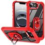 Mobigear Crystal Ring iPhone 16e Hårdt Bagsidecover med ringholder - Rød