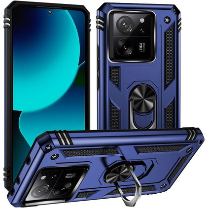 Mobigear Armor Ring Xiaomi 13T Pro Fodral Hårdplast Skal Stötsäkert med ringhållare - Blå